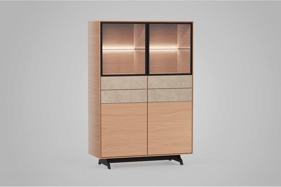 Vitrine-kast 2-deurs - Theuns Eiken meubels